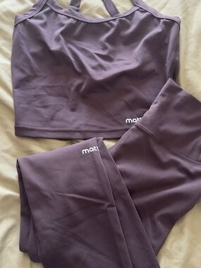 Matte Activewear Crop Top & Leggings Set - Brown mixed sizing